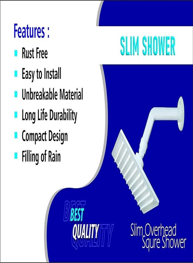 MHS PVC SQUARE OVER HEAD SHOWER WITH SHOWER ARM AND WALL FLANGE WHITE (2) - Image 3